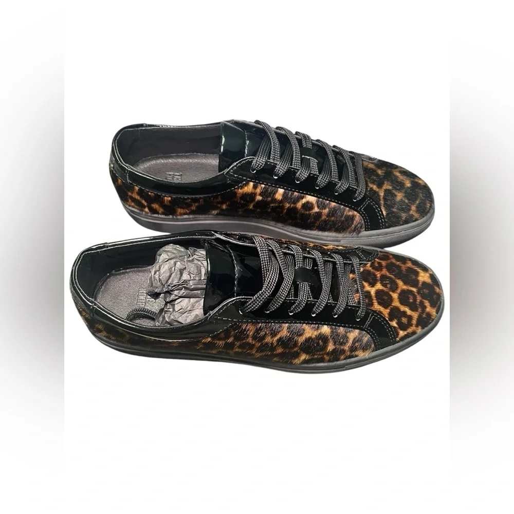 The Kooples Leopard Calf Hair Low Top Sneakers Size 9 US | NIB